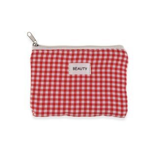 RED VICHY TOILETRY BAG 17X12CM