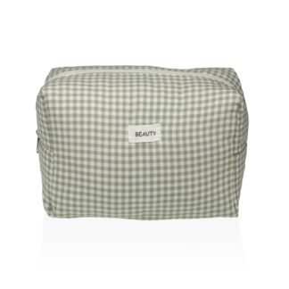 LARGE GREEN VICHY TOILETRY BAG