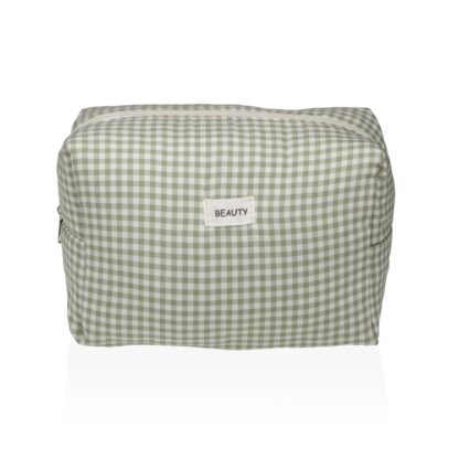 LARGE GREEN VICHY TOILETRY BAG