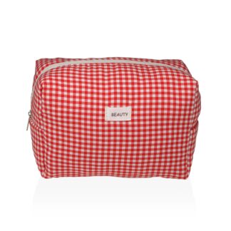 LARGE RED VICHY TOILETRY BAG