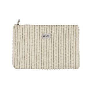 WHITE CORDUROY TOILETRY BAG 27X19CM
