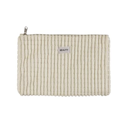 WHITE CORDUROY TOILETRY BAG 27X19CM
