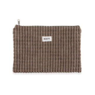 KHAKI CORDUROY TOILETRY BAG 27X19CM