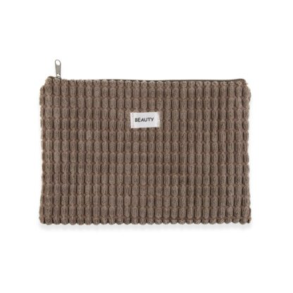 KHAKI CORDUROY TOILETRY BAG 27X19CM