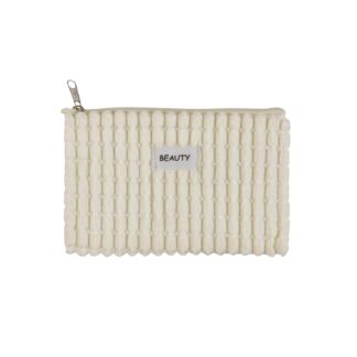 WHITE CORDUROY TOILETRY BAG 17X12CM