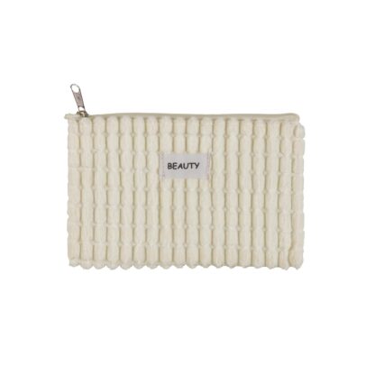 WHITE CORDUROY TOILETRY BAG 17X12CM