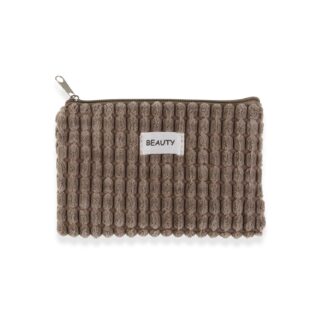 KHAKI CORDUROY TOILETRY BAG 17X12CM