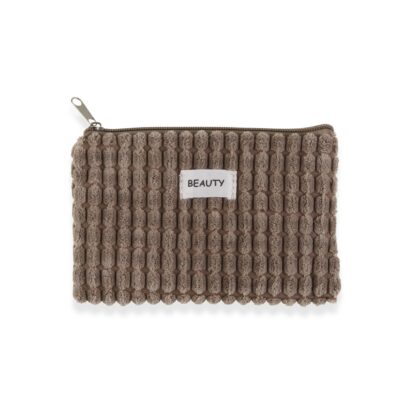KHAKI CORDUROY TOILETRY BAG 17X12CM