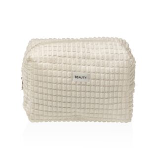 LARGE WHITE CORDUROY TOILETRY BAG