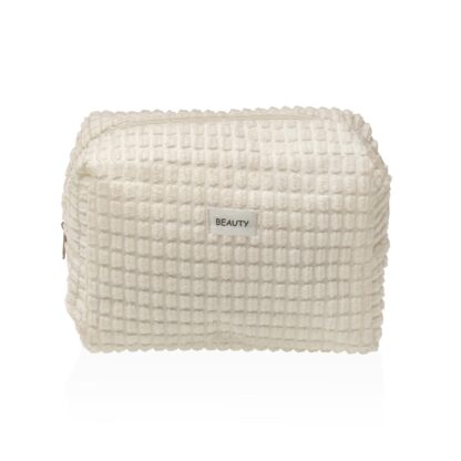 LARGE WHITE CORDUROY TOILETRY BAG