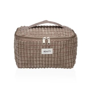 KHAKI CORDUROY TOILETRY BAG WITH HANDLE