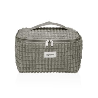BLUE CORDUROY TOILETRY BAG WITH HANDLE