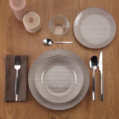 18-PIECE GREY STRIPED DINNER SET - Image 2
