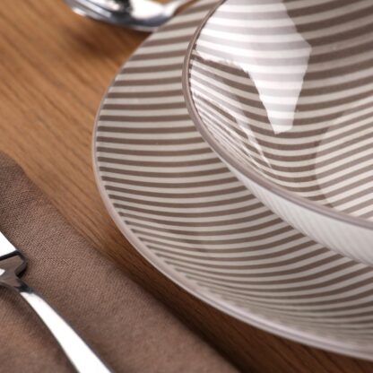 18-PIECE GREY STRIPED DINNER SET - Image 3