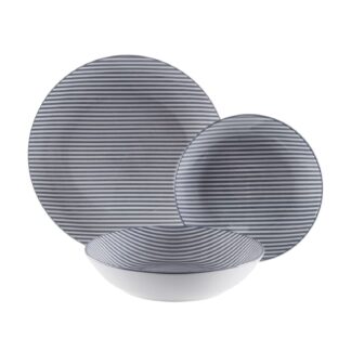 18-PIECE BLUE STRIPED DINNER SET