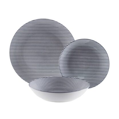 18-PIECE BLUE STRIPED DINNER SET