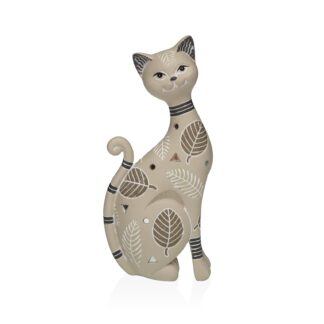 BEIGE CAT FIGURE 10.5X22.5CM