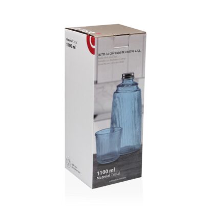 BLUE GLASS BOTTLE WITH CUP - Image 4