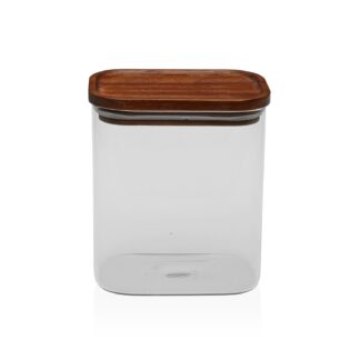 SQUARE JAR WITH ACACIA LID 900ML