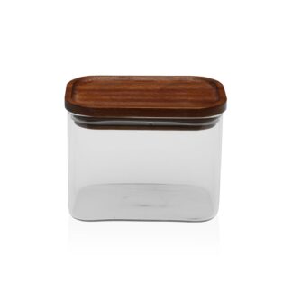 SQUARE JAR WITH ACACIA LID 500ML