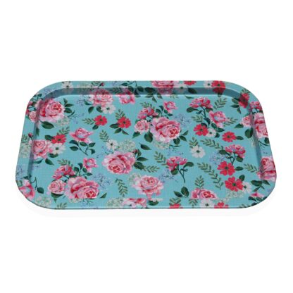 BLUE FLOWER METAL PLATTER