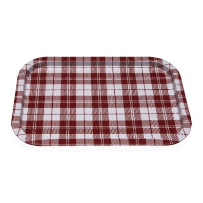 RED VICHY METAL PLATTER