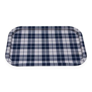 BLUE VICHY METAL PLATTER