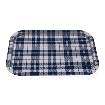 BLUE VICHY METAL PLATTER