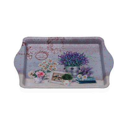 FLEURS METAL PLATTER WITH HANDLES