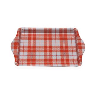ORANGE VICHY METAL PLATTER WITH HANDLES