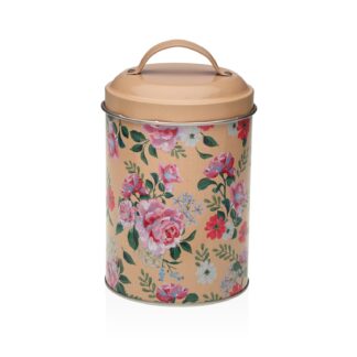 YELLOW FLOWER LIDDED METAL JAR