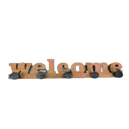 WALL RACK 5 HOOKS "WELCOME"