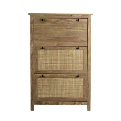 SHOE CABINET WITH RATTAN 3 DRAWERS