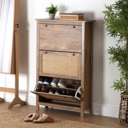 SHOE CABINET WITH RATTAN 3 DRAWERS - Image 2