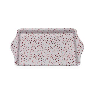 RED METALLIC SERPENTINE TRAY WITH HANDLES