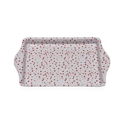 RED METALLIC SERPENTINE TRAY WITH HANDLES