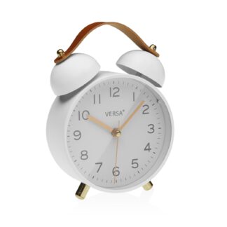 WHITE METAL TABLE ALARM CLOCK