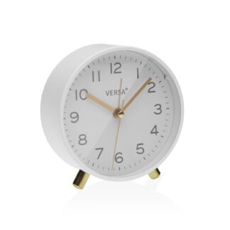 WHITE METAL TABLE ALARM CLOCK