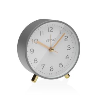 GREY METAL TABLE ALARM CLOCK