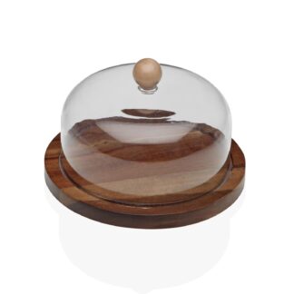 ACACIA CHEESE DOME WITH CLEAR LID