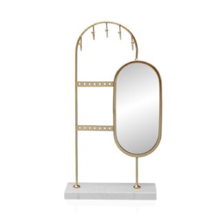 GOLD METAL JEWELLERY BOX WITH VERTICAL MIRROR