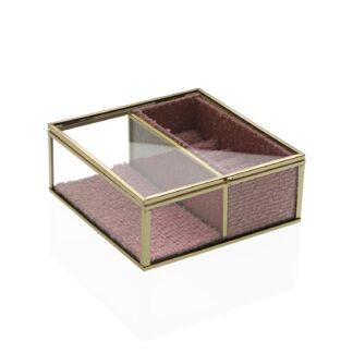 GLASS JEWELLERY BOX WITH GOLD EDGE 15X15