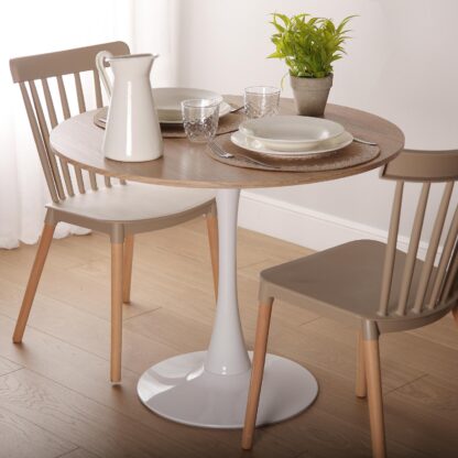 MEERA WHITE AND WOOD TABLE 100 CM - Image 2