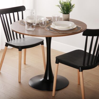 MEERA BLACK AND WOOD TABLE 100 CM - Image 2