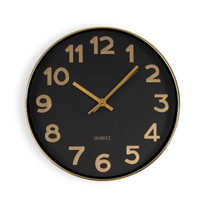 BLACK WALL CLOCK "GOLDEN NUMBERS" 30CM