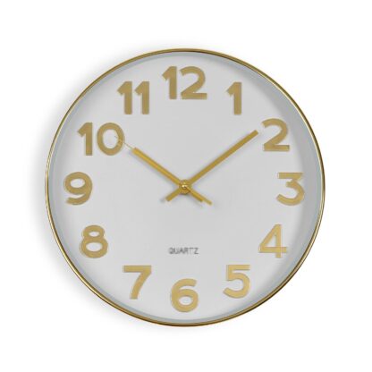 WHITE WALL CLOCK "GOLDEN NUMBERS" 30CM