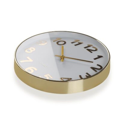WHITE WALL CLOCK "GOLDEN NUMBERS" 30CM - Image 2