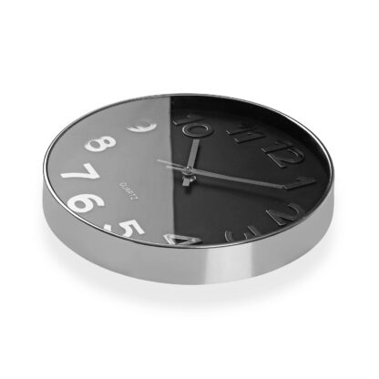 BLACK WALL CLOCK "SILVER NUMBERS" 30CM - Image 2