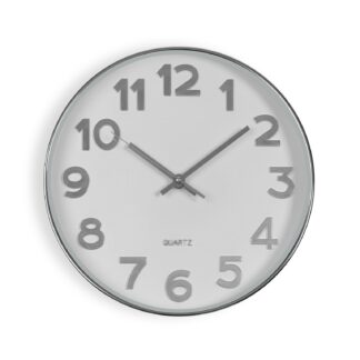 WHITE WALL CLOCK "SILVER NUMBERS" 30CM