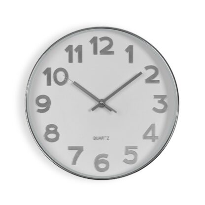 WHITE WALL CLOCK "SILVER NUMBERS" 30CM